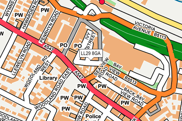 LL29 8GA map - OS OpenMap – Local (Ordnance Survey)
