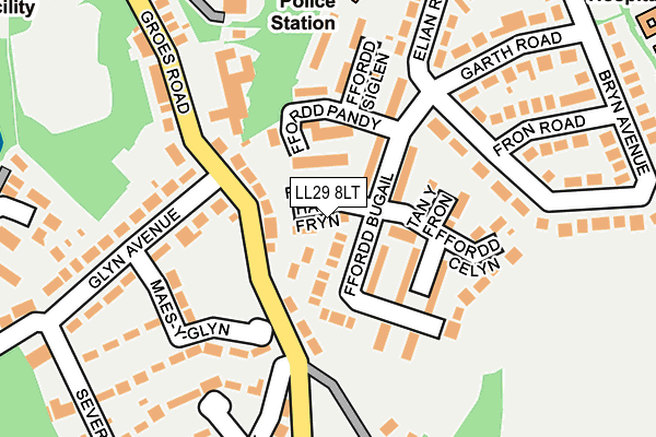 LL29 8LT map - OS OpenMap – Local (Ordnance Survey)