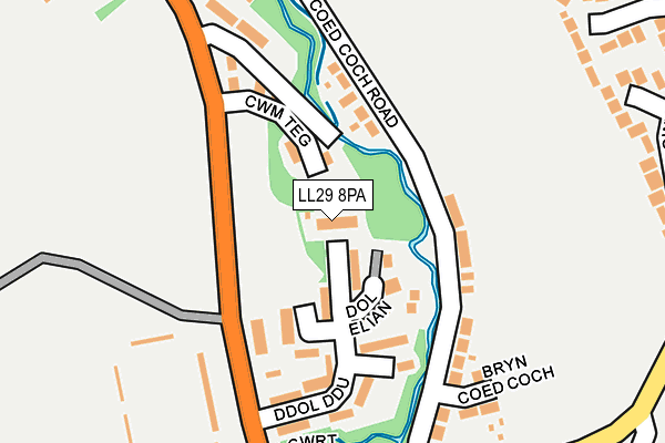 LL29 8PA map - OS OpenMap – Local (Ordnance Survey)