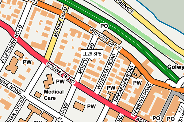 LL29 8PB map - OS OpenMap – Local (Ordnance Survey)