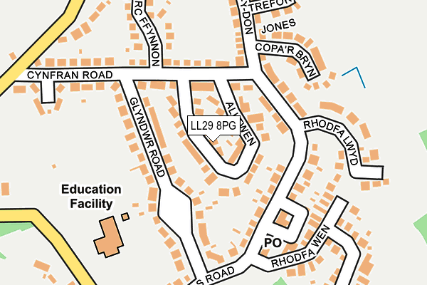 LL29 8PG map - OS OpenMap – Local (Ordnance Survey)