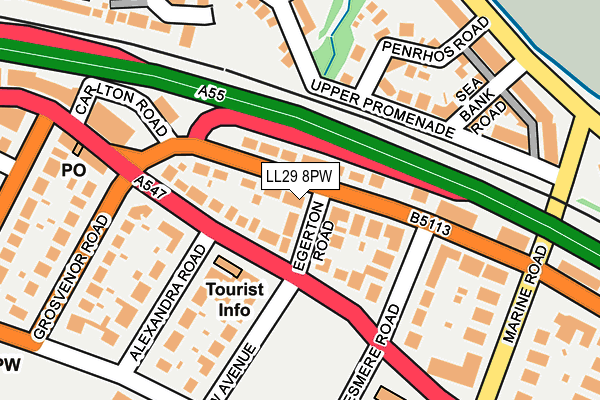 LL29 8PW map - OS OpenMap – Local (Ordnance Survey)