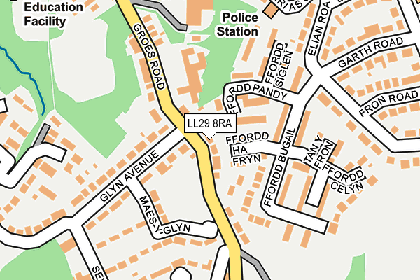 LL29 8RA map - OS OpenMap – Local (Ordnance Survey)
