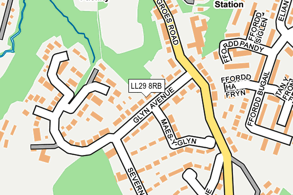 LL29 8RB map - OS OpenMap – Local (Ordnance Survey)