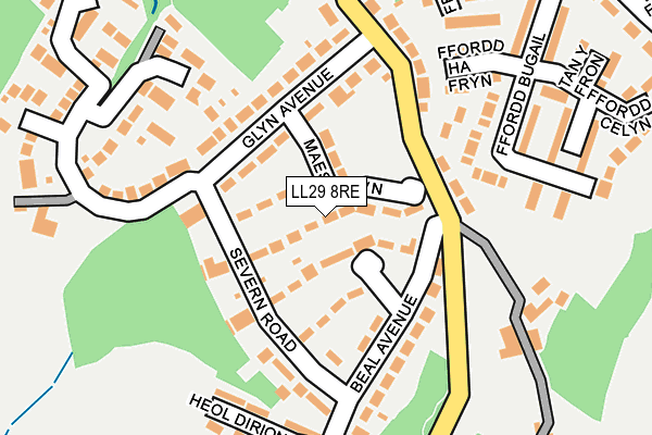 LL29 8RE map - OS OpenMap – Local (Ordnance Survey)