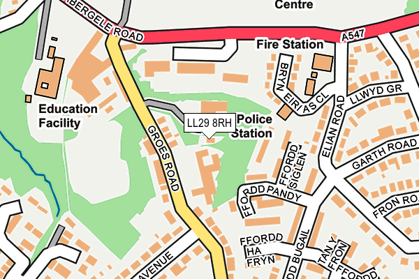 LL29 8RH map - OS OpenMap – Local (Ordnance Survey)