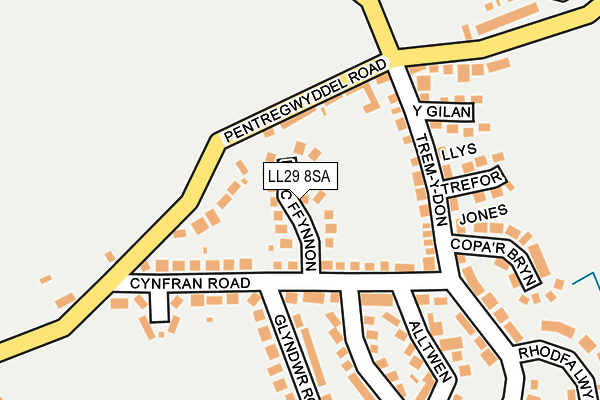 LL29 8SA map - OS OpenMap – Local (Ordnance Survey)