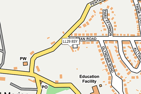 LL29 8SY map - OS OpenMap – Local (Ordnance Survey)