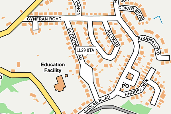 LL29 8TA map - OS OpenMap – Local (Ordnance Survey)