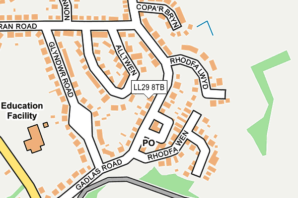 LL29 8TB map - OS OpenMap – Local (Ordnance Survey)