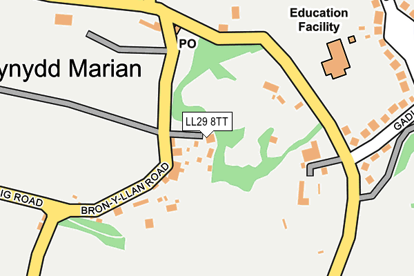 LL29 8TT map - OS OpenMap – Local (Ordnance Survey)