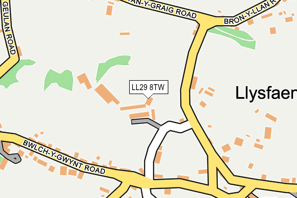 LL29 8TW map - OS OpenMap – Local (Ordnance Survey)