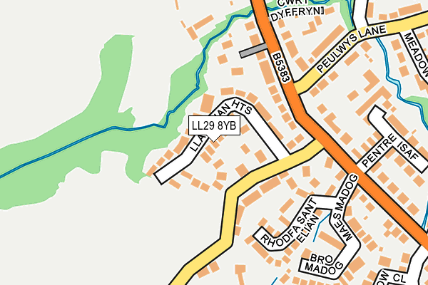 LL29 8YB map - OS OpenMap – Local (Ordnance Survey)
