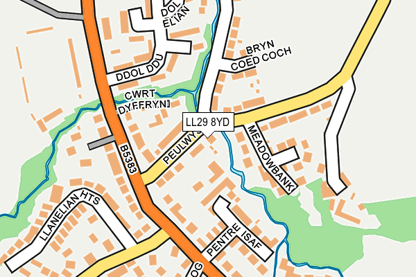 LL29 8YD map - OS OpenMap – Local (Ordnance Survey)