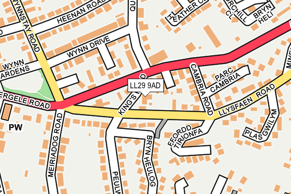 LL29 9AD map - OS OpenMap – Local (Ordnance Survey)