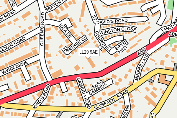 LL29 9AE map - OS OpenMap – Local (Ordnance Survey)