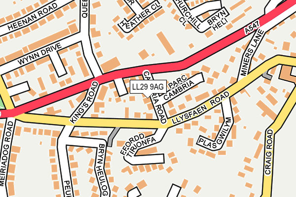 LL29 9AG map - OS OpenMap – Local (Ordnance Survey)