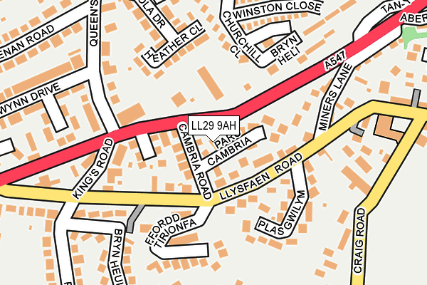LL29 9AH map - OS OpenMap – Local (Ordnance Survey)