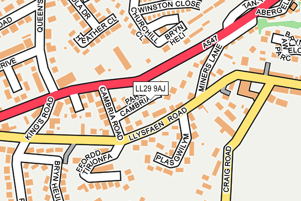 LL29 9AJ map - OS OpenMap – Local (Ordnance Survey)