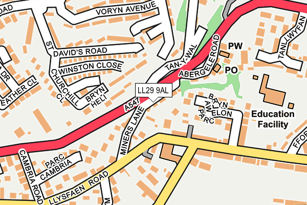 LL29 9AL map - OS OpenMap – Local (Ordnance Survey)