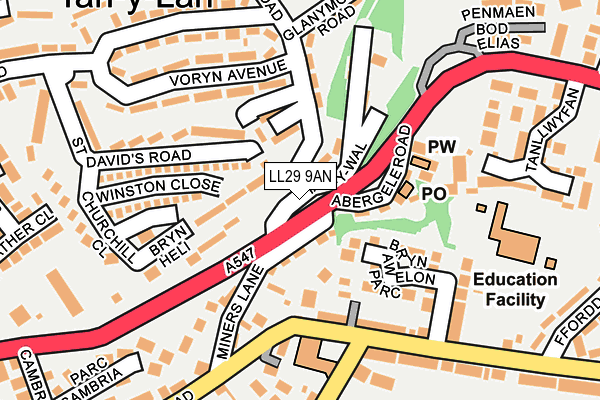 LL29 9AN map - OS OpenMap – Local (Ordnance Survey)