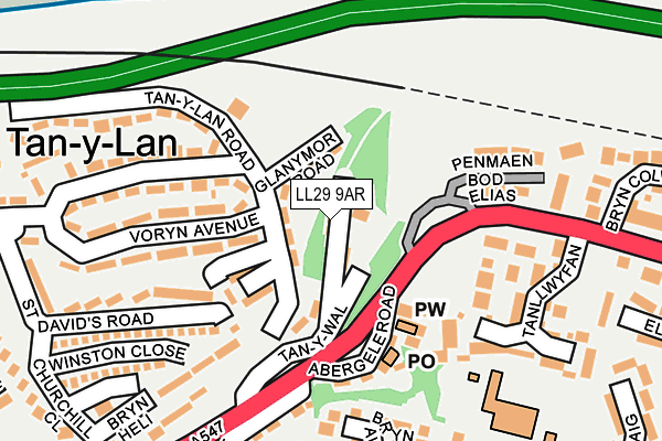 LL29 9AR map - OS OpenMap – Local (Ordnance Survey)