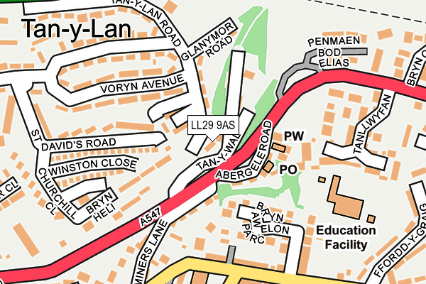 LL29 9AS map - OS OpenMap – Local (Ordnance Survey)