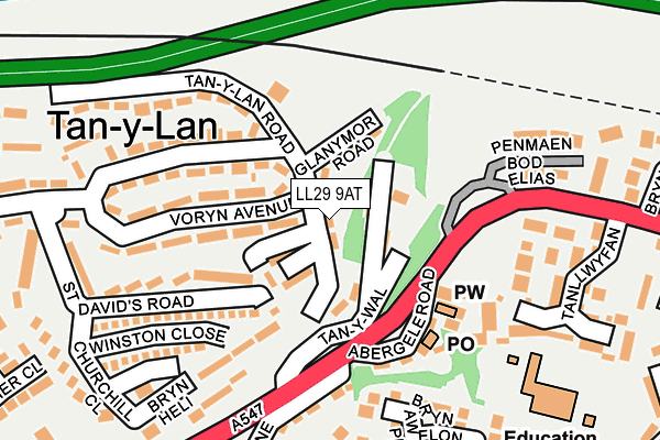 LL29 9AT map - OS OpenMap – Local (Ordnance Survey)