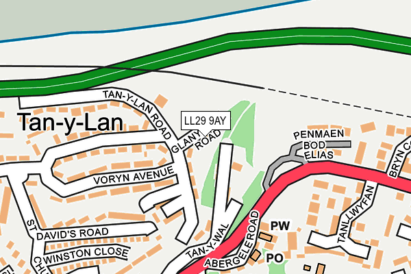 LL29 9AY map - OS OpenMap – Local (Ordnance Survey)