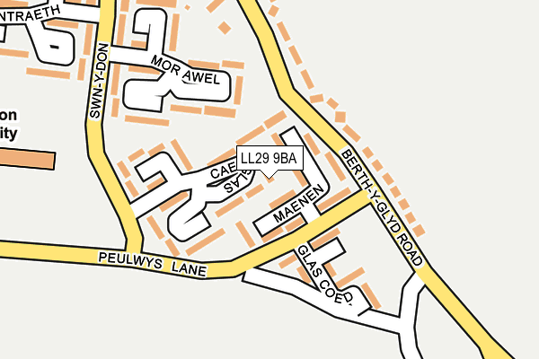 LL29 9BA map - OS OpenMap – Local (Ordnance Survey)