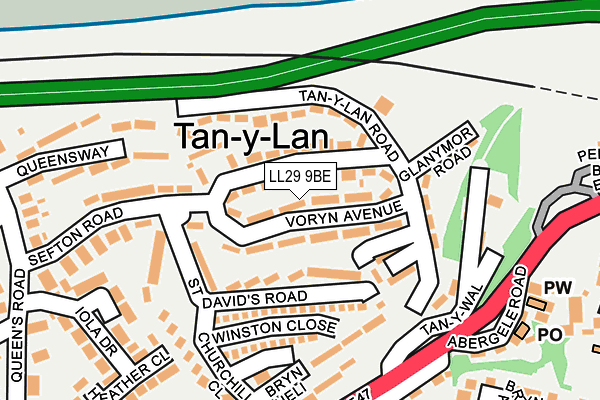 LL29 9BE map - OS OpenMap – Local (Ordnance Survey)