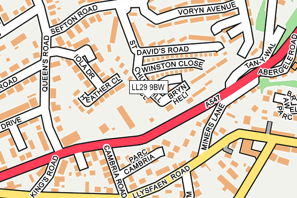 LL29 9BW map - OS OpenMap – Local (Ordnance Survey)