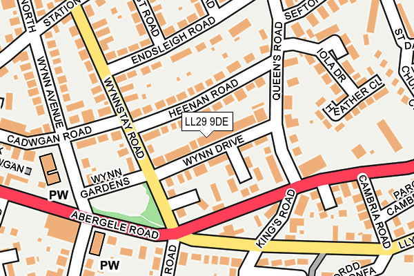 LL29 9DE map - OS OpenMap – Local (Ordnance Survey)