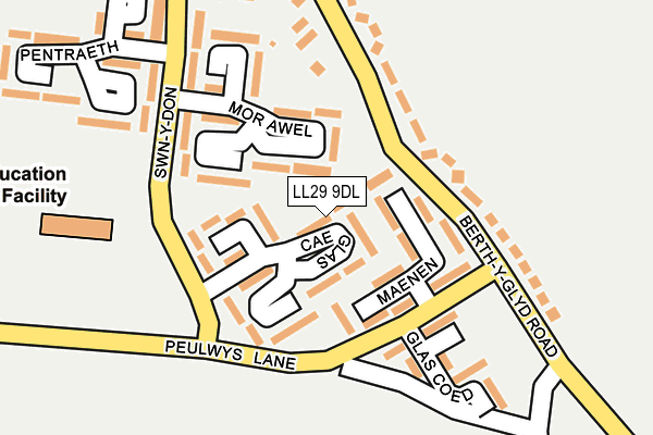 LL29 9DL map - OS OpenMap – Local (Ordnance Survey)