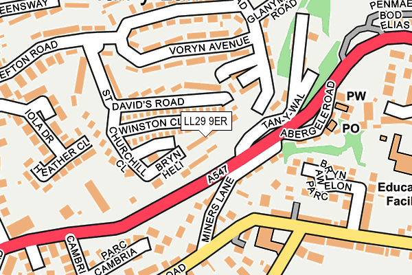 LL29 9ER map - OS OpenMap – Local (Ordnance Survey)