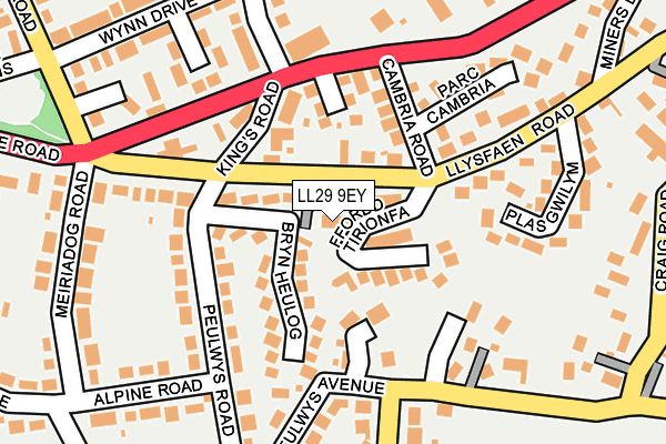 LL29 9EY map - OS OpenMap – Local (Ordnance Survey)