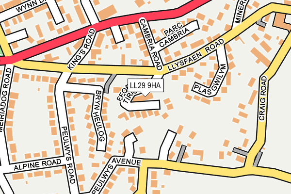 LL29 9HA map - OS OpenMap – Local (Ordnance Survey)