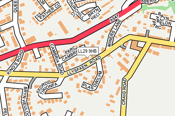 LL29 9HB map - OS OpenMap – Local (Ordnance Survey)