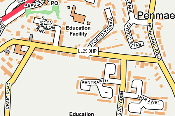 LL29 9HP map - OS OpenMap – Local (Ordnance Survey)