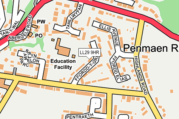 LL29 9HR map - OS OpenMap – Local (Ordnance Survey)