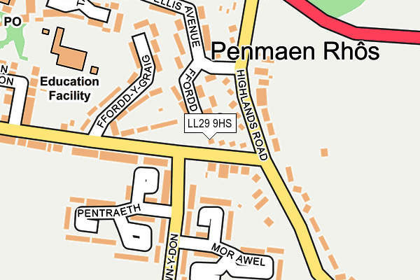 LL29 9HS map - OS OpenMap – Local (Ordnance Survey)