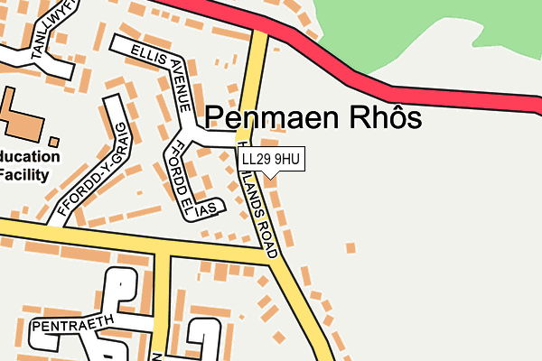 LL29 9HU map - OS OpenMap – Local (Ordnance Survey)