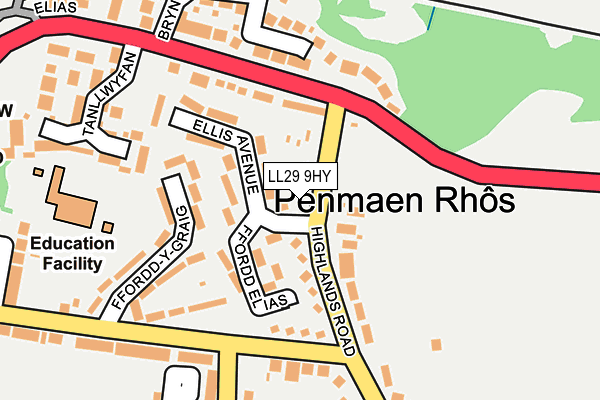 LL29 9HY map - OS OpenMap – Local (Ordnance Survey)