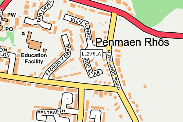 LL29 9LA map - OS OpenMap – Local (Ordnance Survey)