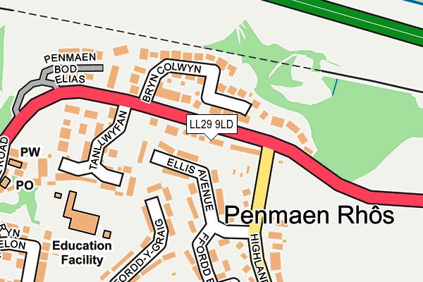 LL29 9LD map - OS OpenMap – Local (Ordnance Survey)