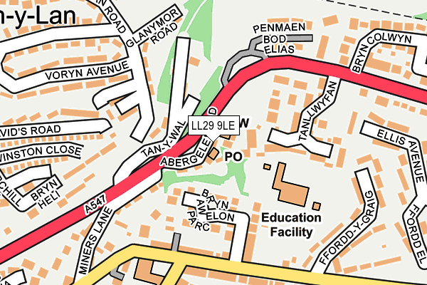 LL29 9LE map - OS OpenMap – Local (Ordnance Survey)