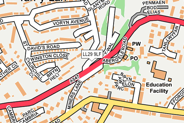 LL29 9LF map - OS OpenMap – Local (Ordnance Survey)