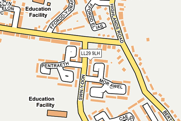 LL29 9LH map - OS OpenMap – Local (Ordnance Survey)