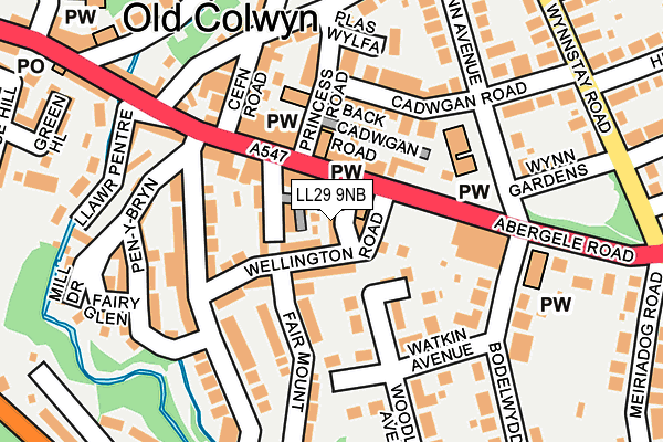LL29 9NB map - OS OpenMap – Local (Ordnance Survey)