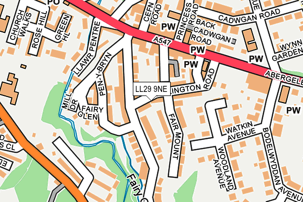 LL29 9NE map - OS OpenMap – Local (Ordnance Survey)